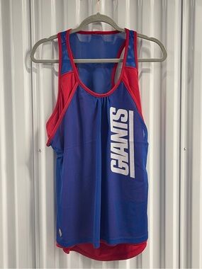 NFL Blue and Red 'GIANTS' Athletic Mesh Tank Top Size Large